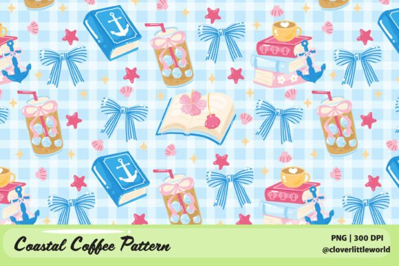 Coastal Coffee and Book Seamless Pattern Guide