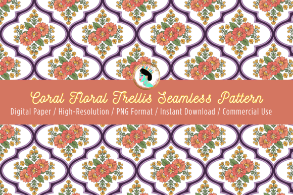 Coral Floral Trellis Pattern PNG: A Vintage Design Guide