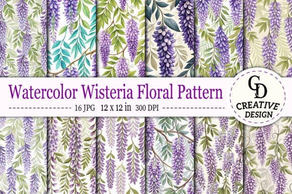 Elevate Your Creative Projects with a Watercolor Wisteria Floral Pattern