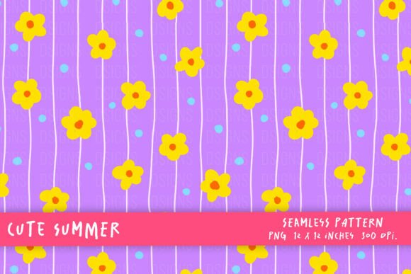 Elevating Modern Design with a Cute Summer Hand-Drawn Flowers Pattern
