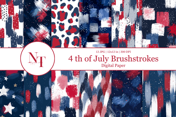 Evaluating 4th of July Brushstrokes Digital Paper for Patriotic Design Projects