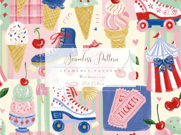 Integrating the Ice Cream Roller Skate Seamless Pattern PNG into Professional Creative Workflows
