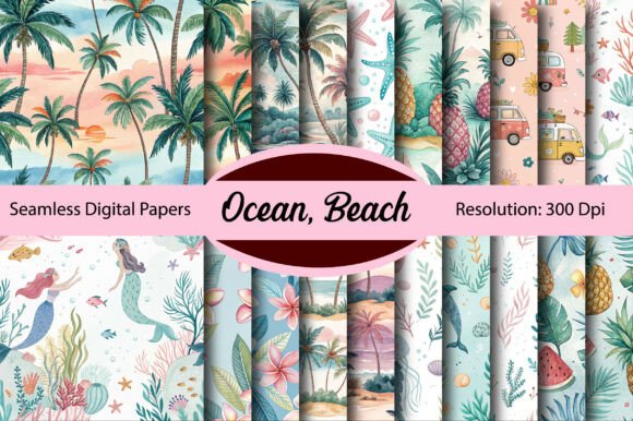 Ocean & Beach Seamless Digital Paper Guide