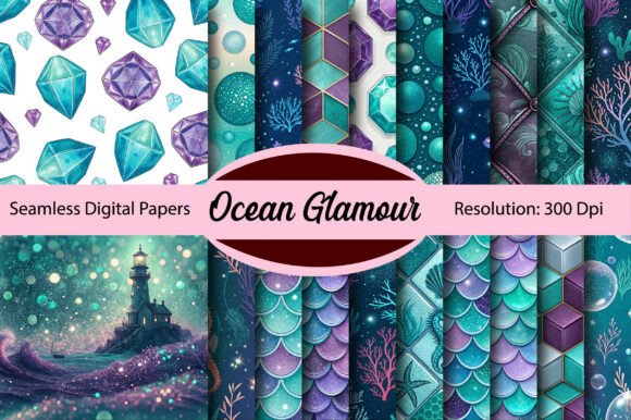 Ocean Glamour Seamless Digital Paper Guide