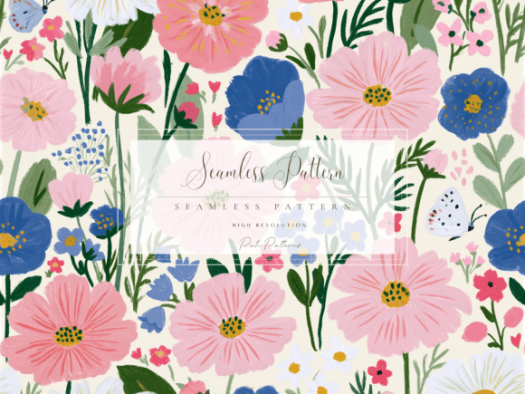 Seamless Cottage Garden Floral Pattern for Spring