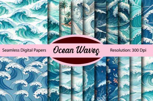 Unlock Creative Potential with Ocean Waves Seamless Digital Paper