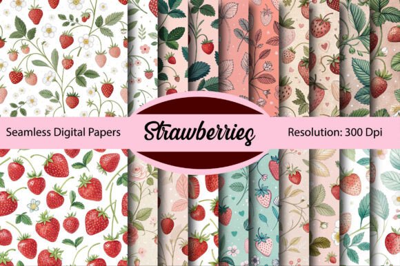 Unlock Creative Potential with Strawberries Seamless Digital Paper