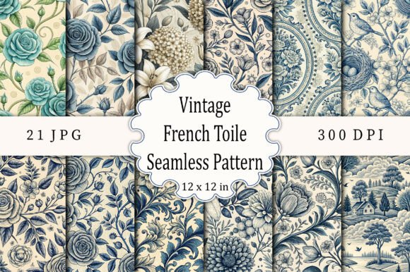 Vintage French Toile Seamless Patterns for Creators